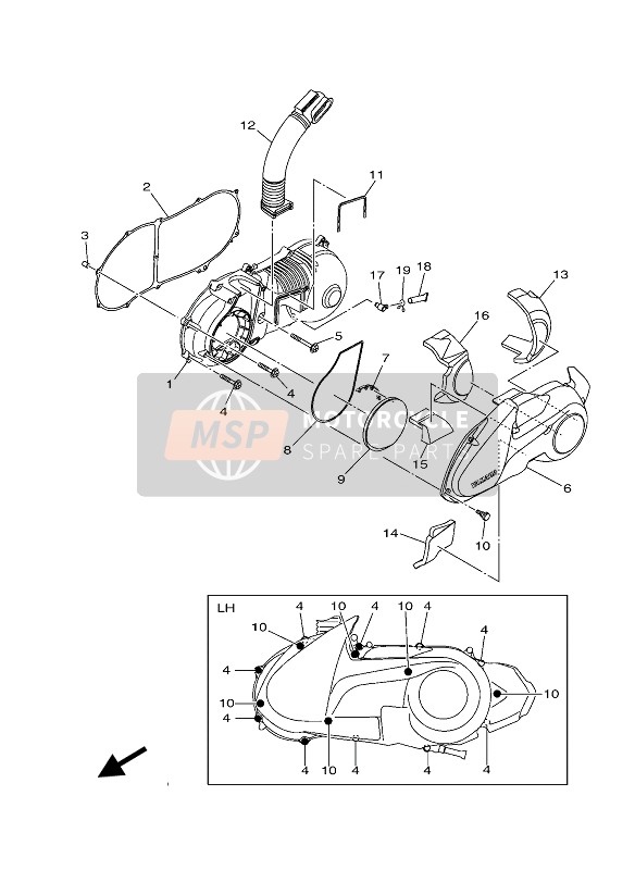 Yamaha NMAX 150 2019 Tapa del cárter 1 para un 2019 Yamaha NMAX 150